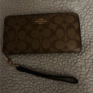 Coach Brown Signature Wristlet